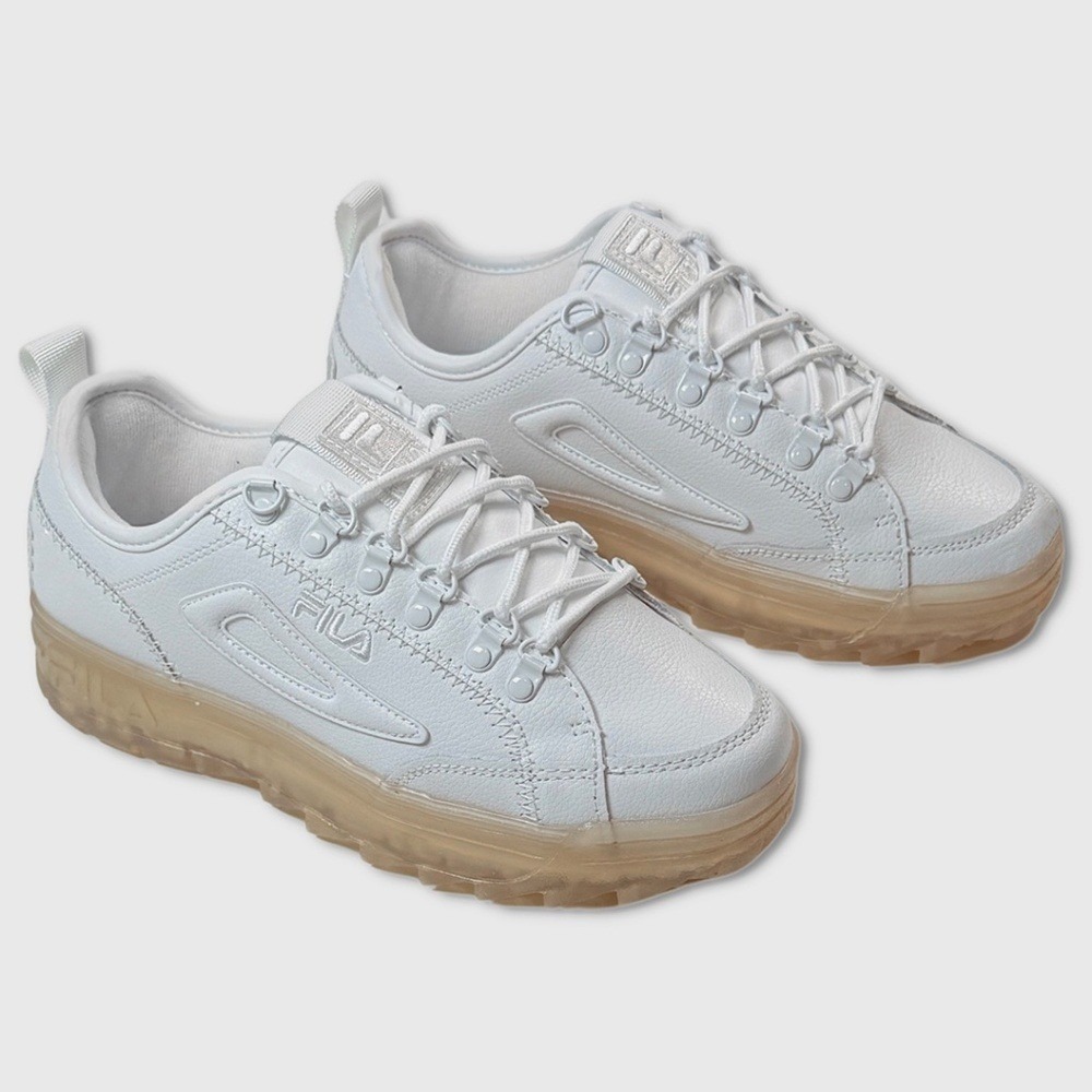 Womens Fila Disruptor‎ Court Clear Shoes / Sneakers - NEW 7 White - #47757-ZZ1